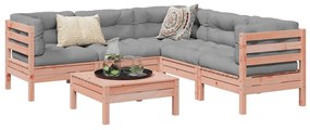 vidaXL 6 pcs conj. sofás jardim c/ almofadões madeira abeto-de-douglas