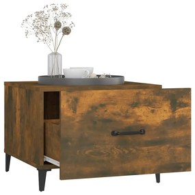 Mesas de centro com pernas de metal 2 pcs 50x50x40 cm fumado