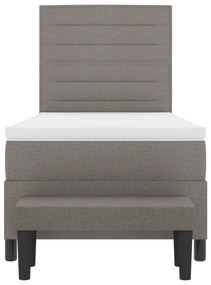 Cama Box Spring com Colchão e Banco Cinza 80x200 cm Tecido