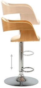 Bancos de bar 2 pcs madeira curvada e couro artificial creme