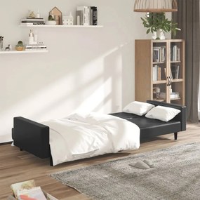 Sofá-cama de 2 lugares couro artificial preto