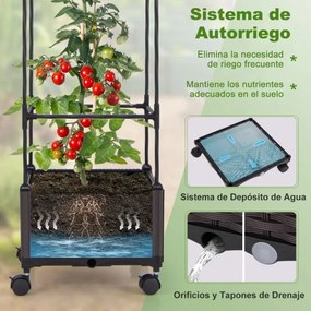 Floreira com treliça 170 cm Sistema de rega automático Rodas Vaso vertical para plantas trepadeiras Flores Vegetais