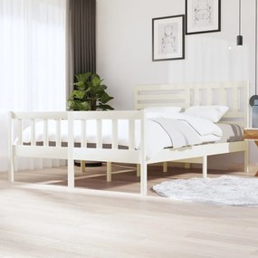 Estrutura de cama 160x200 cm madeira maciça branco