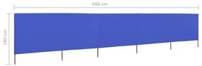 Para-vento com 5 painéis em tecido 600x160 cm azul-ciano
