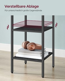 Mesa de cabeçeira com uma gaveta e 2 compartimentos abertos 35 x 35 x 70 cm Preta