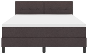 Cama com Box Spring e Colchão Castanho Escuro 140x190 cm Tecido