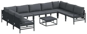 Conjunto de Sofá de Jardim 10 pcs Antracite Aço