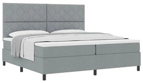 Cama Box Spring com Colchão Cinza Claro 200x200 cm Tecido