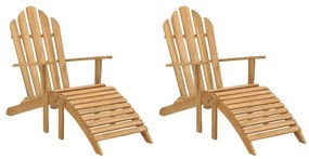 Cadeiras Adirondack c/ apoio de pés 2pcs madeira de teca maciça