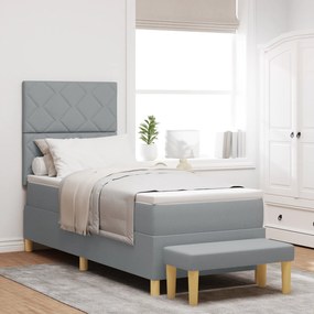 vidaXL Cama Box com Colchão e Banco Cinza Claro 80x200 cm Tecido