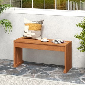 Banco de madeira sem encosto para jardim 90 x 30 x 44 cm, com 2 lugares, capacidade de 200 kg, ideal para pátio, terraço, alpendre ou entrada Natural