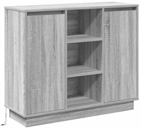 Sideboard com LED Cinza Sonoma 90x32x75 cm Madeira de Engenharia