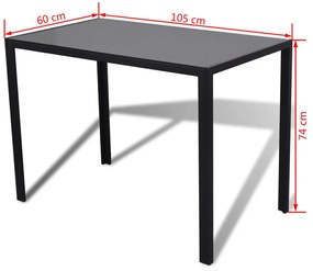 Conjunto mesa de jantar 5 pcs preto e branco