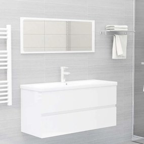 vidaXL 2 pcs conj. móveis casa de banho contraplacado branco brilhante