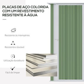 Abrigo de Jardim 1,07㎡ 142x84x189 cm Abrigo de Armazenamento Abrigo de Ferramentas com Teto Inclinado e Porta Verde Claro