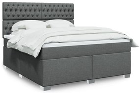 vidaXL Cama com molas/colchão 180x200 cm tecido cinzento-escuro