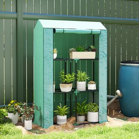 Estufa de jardim 100 x 40 x 150 cm com prateleiras de 3 níveis, estufa de inverno, lona reforçada em PE, porta enrolável, verde