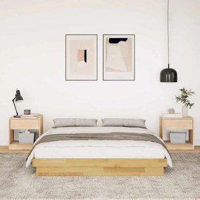 Estrutura de cama sem colchão 150x200 cm de madeira de carvalho