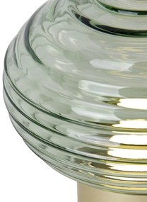 LED Tafellamp messing met groen glas oplaadbaar - Lexie Moderno