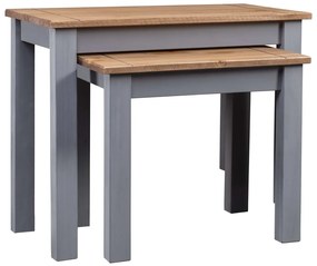 Mesas de encastrar 2 pcs madeira pinho maciça Panama cinzento