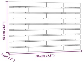 Cabeceira de parede 96x3x63 cm madeira de pinho maciça preto