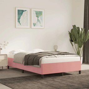 Estrutura de cama com colchão 120x190 cm veludo rosa