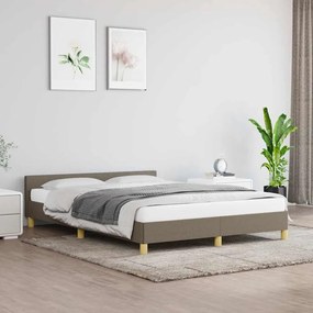 Cama sem colchão 140x190 cm tecido castanho-acinzentado
