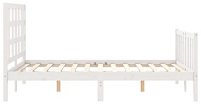 Estrutura de cama com cabeceira 140x190cm madeira maciça branco