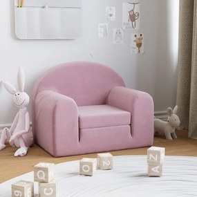 341802 vidaXL Sofá infantil de pelúcia rosa