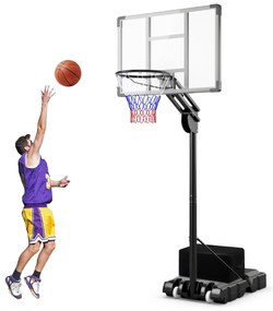 Suporte de basquete ajustável em altura, cesta de basquete com suporte e 2 rodas 105-260 cm preto