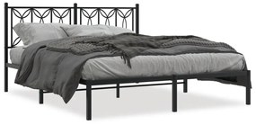 Estrutura de cama com cabeceira 160x200 cm metal preto