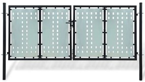 Portão de cerca com porta única 300x175 cm preto