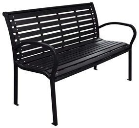 vidaXL Banco de jardim 116 cm aço e WPC preto