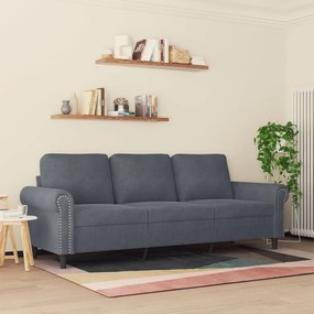Sofá de 3 lugares 180 cm veludo cinza-escuro