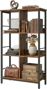 Estante com 3 níveis e 6 compartimentos 30 x 60 x 114 cm castanho-preto