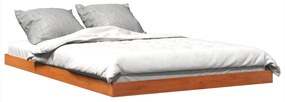 Estrutura de cama 140x200 cm madeira pinho maciça castanho cera
