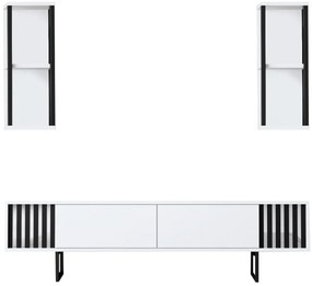 Conjunto de Mobiliário de Sala Chrome Line Set – Branco/Preto – Espess