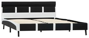 Estrutura de cama com LED 140x200 cm couro artificial preto