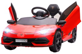 HOMCOM Carro Elétrico Lamborghini para Crianças 12V Velocidade 5km/h Controlo Remoto MP3 e Luzes 107,5x63x42 cm Vermelho