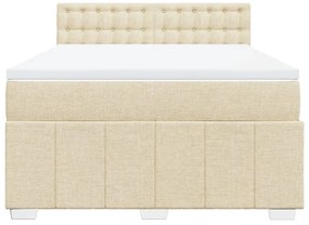Cama com molas/colchão 140x200 cm tecido cor creme