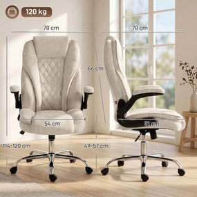 Cadeira de escritório, cadeira ergonómica, altura ajustável, braços rebatíveis, 70 x 70 x 114-122 cm, bege