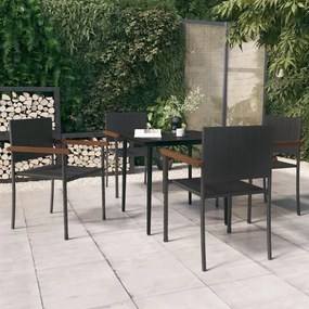 vidaXL 5 pcs Conjunto de jantar para jardim preto