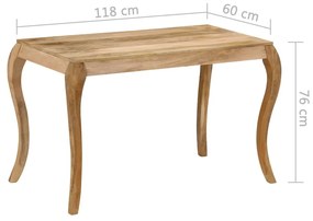 Mesa de jantar 118x60x76 cm madeira de mangueira maciça