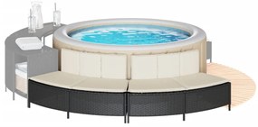 vidaXL Bancos p/ banheira de hidrom. c/ almofadões 2 pcs vime PE preto