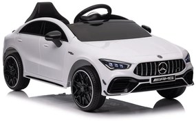 Carro elétrico para crianças Mercedes CLA45s AMG, 12V pneus de borracha EVA, banco em pele artificial Branco