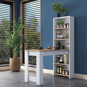 Mesa de Cozinha JA102 – Nogueira e Branco – 120x153,6x53,8 cm