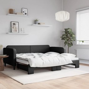 vidaXL Sofá-cama com gavetão 90x200 cm tecido preto