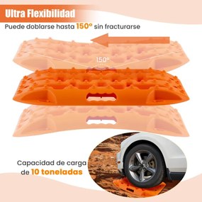 Placas de tração off-road Todo o Terreno tapetes de tração 2 peças para extração e recuperação de veículos de neve lama 58 x 31 x 6 cm Laranja