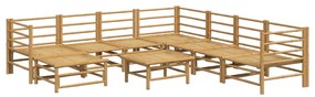 9 pcs conj. lounge de jardim bambu c/ almofadões cinzento-claro