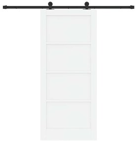 Porta Deslizante com Conjunto de Ferragens Branca 86x198,5 cm Madeira